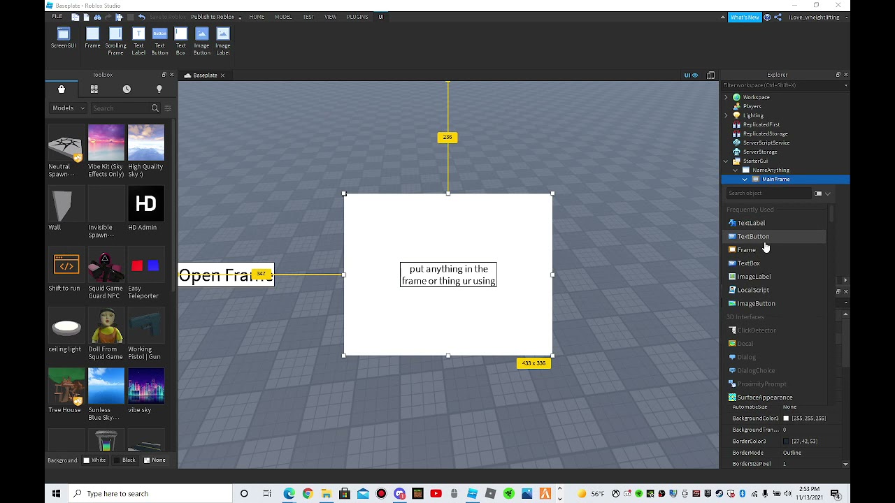 How to make an Opening and closing GUI with a X button - YouTube