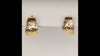 ESTATE - 14K Yellow Gold Diamond Cut Fan Style Earrings