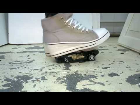 sneakers crush toy car