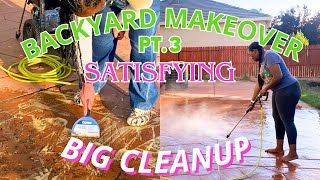 DIY BACKYARD PATIO MAKEOVER & YARD WORK CLEAN UP! | POWER WASH | GARDEN | LANDSCAPE | SPRINKLERS