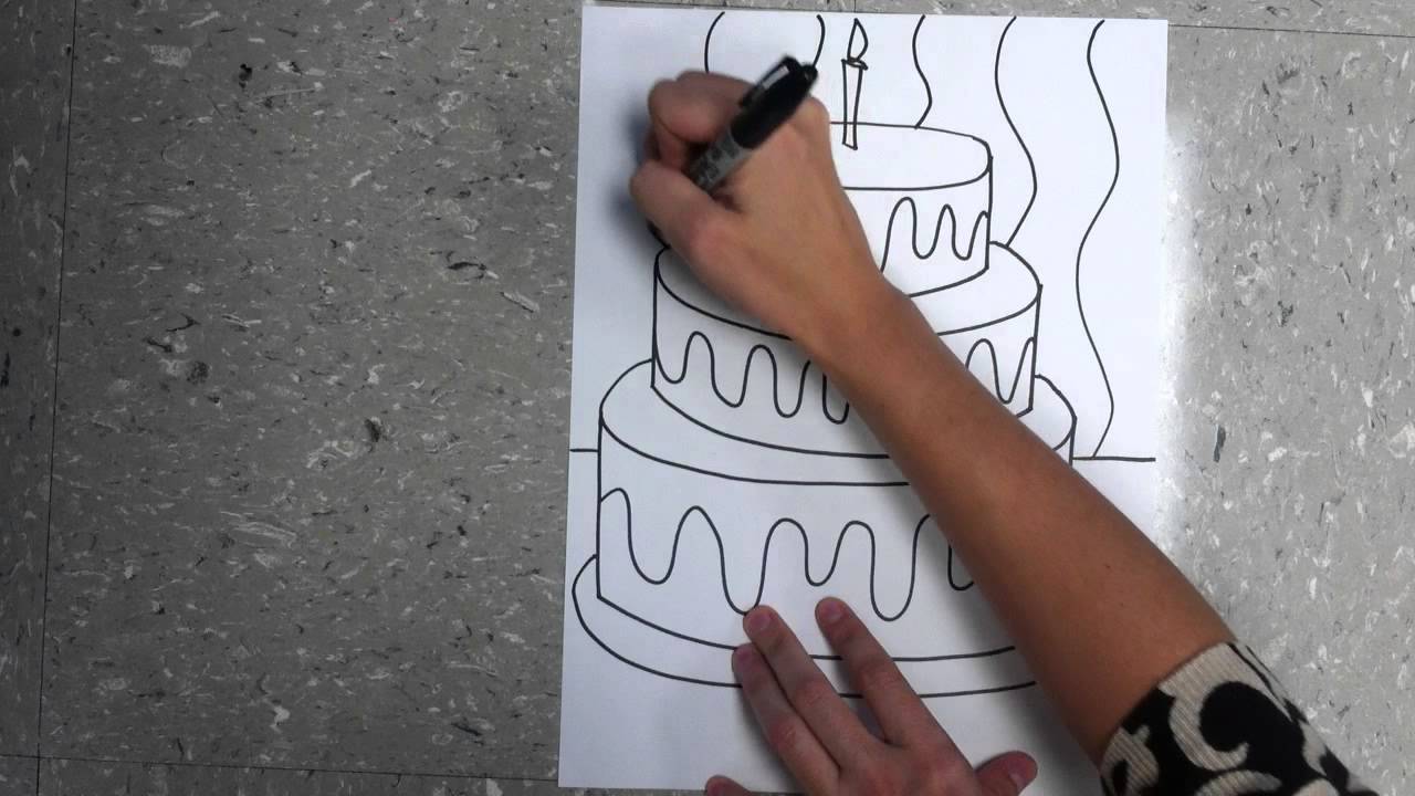 How To Draw A 3d Birthday Cake Extension Project Youtube