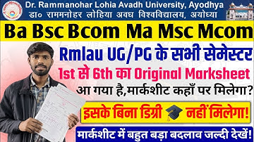 Rmlau Ba Bsc Bcom 1st to 6th Sem Original Marksheet Rmlau UG/PG All Semester Original Marksheet 2025