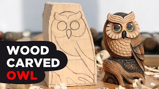 Owl Wood Carving Time lapse POV | Wood Carved Owl from Basswood