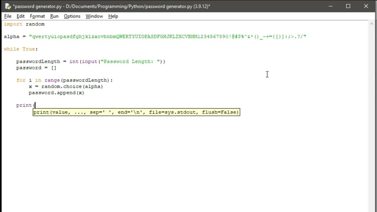 Satisfying Programming - Python Password Generator - YouTube