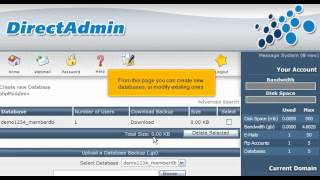 How to create a MySQL database in DirectAdmin