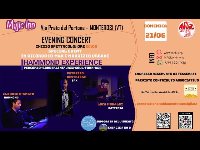 21-06-2026: Special Event for Max&Mau Urbani: The Hammond Experience - Patrizio Destriere Quartet