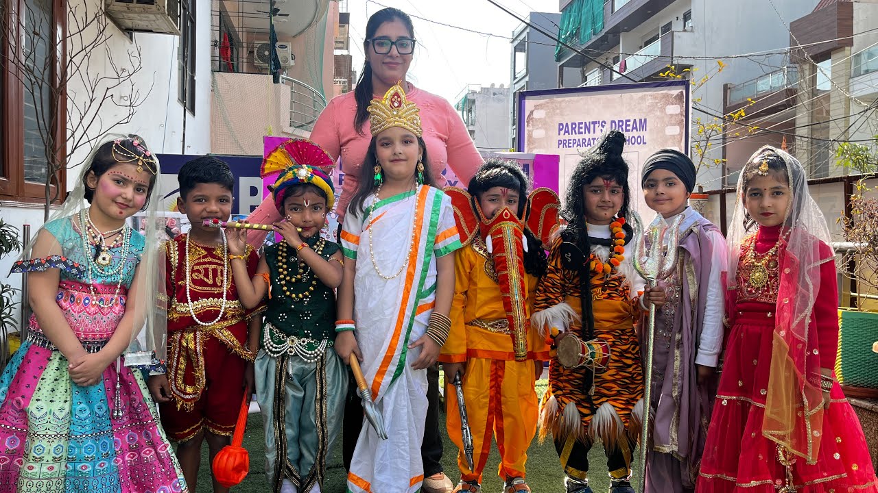 God & Goddess Theme Fancy Dress Competition | Little Krishna, Ganesha & Saraswati 