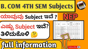 NEP Bcom 4th sem Subject information  🥳 | which are the Subjects? How many Subjects? in Kannada info