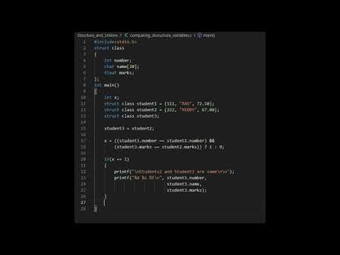 #shorts #rookieprogrammer Comparing Structure Variables in C