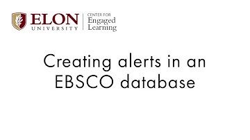 Creating Alerts in an EBSCO Database: Finding SoTL Research