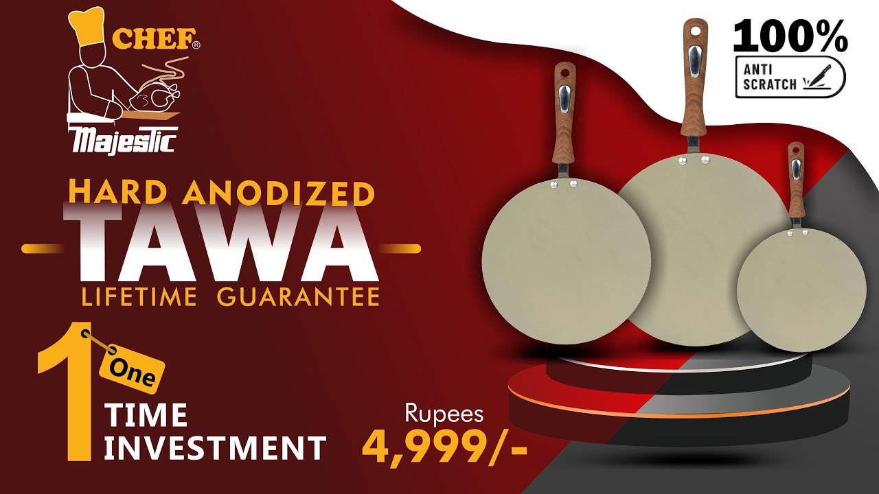 Majestic Chef Cookware Paksitan's 1st Hard Anodized Tawa with 5 Years Money back Guarantee