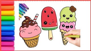 How to Draw a Cute Ice Cream Cone Easy for Kids and Toddlers! 