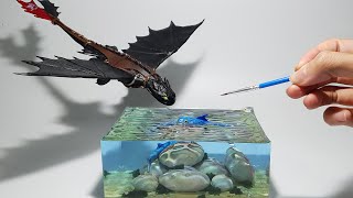 How To Make a Toothless Diorama / Polymer Clay / Epoxy resin / How To Train Your Dragon Night fury