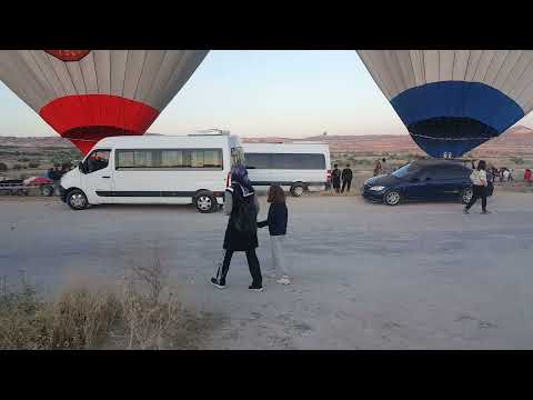 Kapadokya Sıcak hava balonlarının yerden kalkış anı... Görmeye değer...