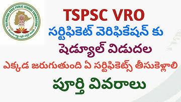 TSPSC VRO certificate verification schedule released 2018 how to download