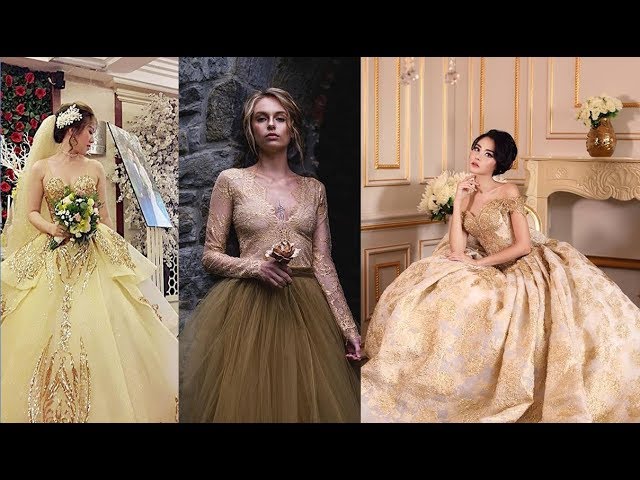 Gold Colour wedding dress – leezaa bridal dresses sri lanka
