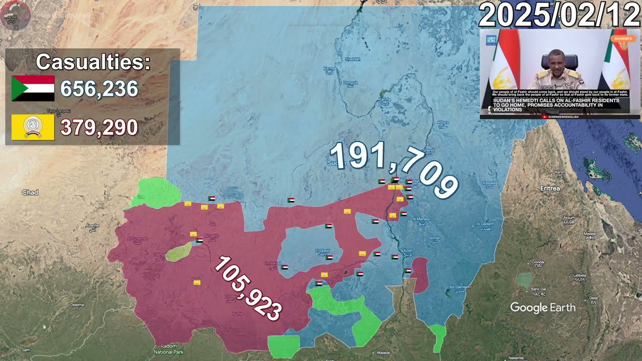Sudanese Civil War: Every day to July 1st, 2026 using Google Earth