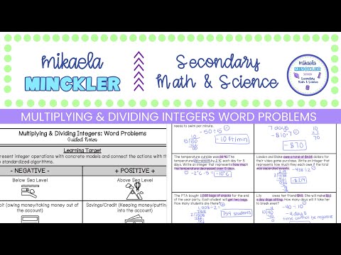 Multiplying and Dividing Integers Word Problems Guided Notes Lesson | 6th Grade Math