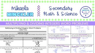 Multiplying and Dividing Integers Word Problems Guided Notes Lesson | 6th Grade Math Wealth