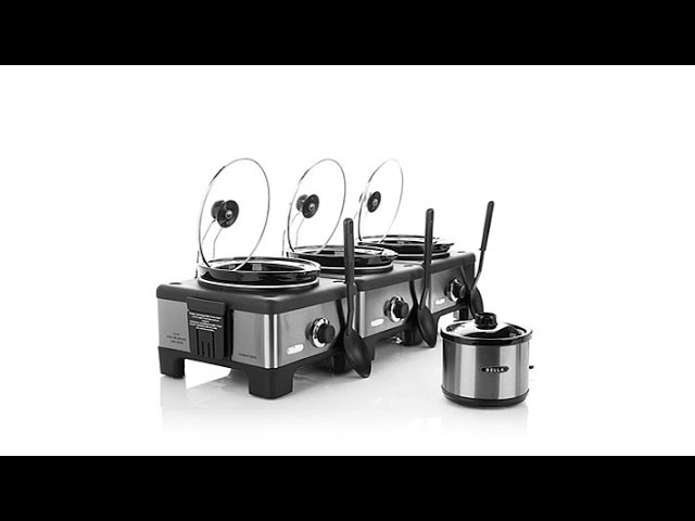 Bella - 3 x 2.5-Quart Triple Slow Cooker - Stainless Steel/Black 