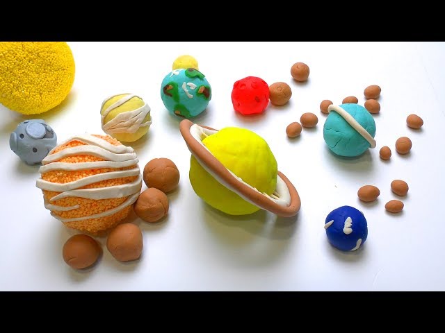 DIY How to make Play Doh Solar System Planets & its Moons How many Moons in universe Play dough class=