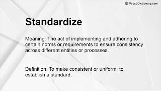 Standardize Meaning