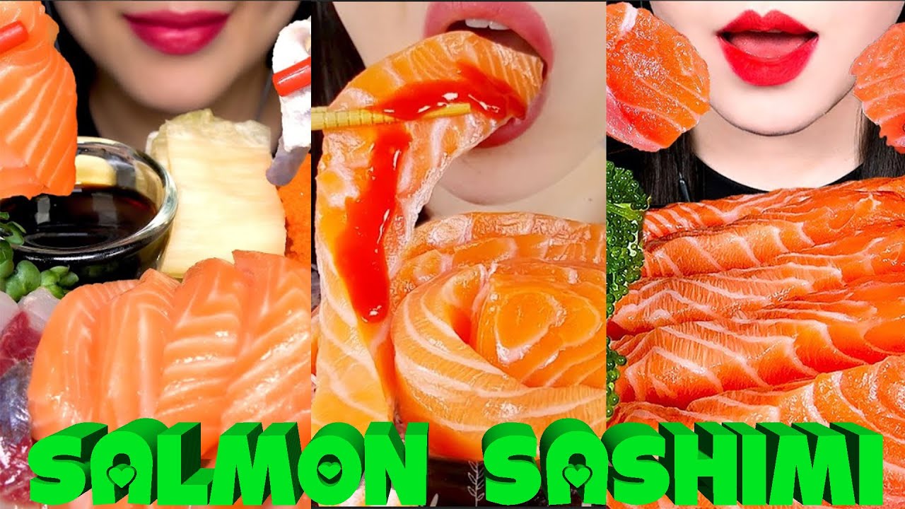 ⁣SALMON SASHIMI 🐟 Compilation Asmr Eating - Mukbang, Hongyu ASMR 홍유 , ZOEY ASMR 조이, RealMouth주멍이