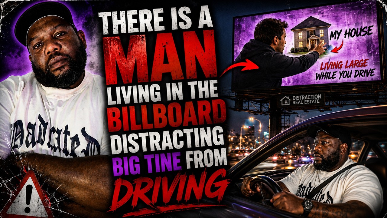 There is a Man living in the billboard distracting big tine from driving