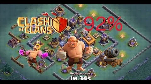 BH8 92% Attack Strategy(40 Barbs 4 Giants 5 Bombs 6 carts) #462