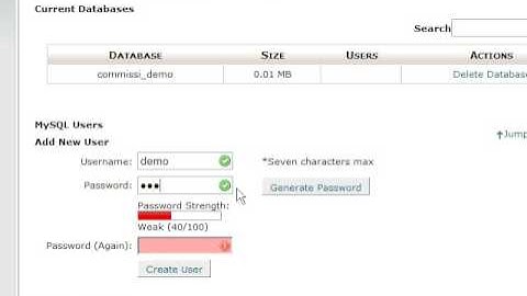 Creating a mySQL database in cPanel