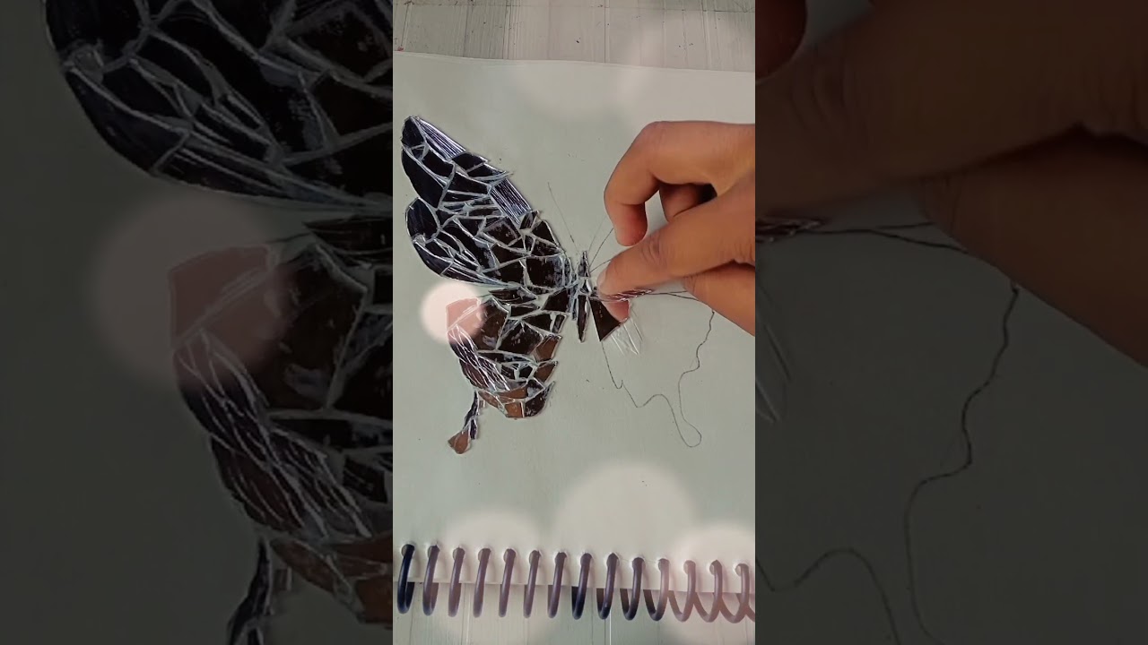 DIY butterfly// broken mirror craft #diy #art #craft #shorts #diycrafts