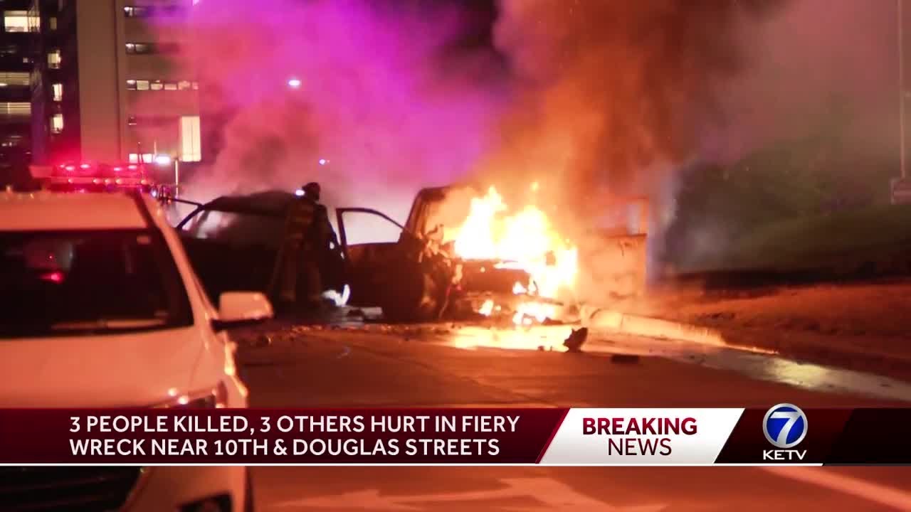 3 people, including 2 children, killed in fiery crash in downtown Omaha ...