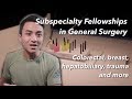 What are the Different Subspecialties/Fellowships in General Surgery?