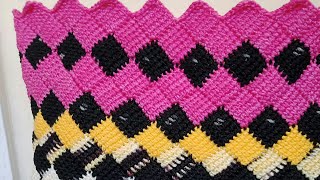 #Crochet Tunisian#Entrelac crochet bag,crochet purse(part3)