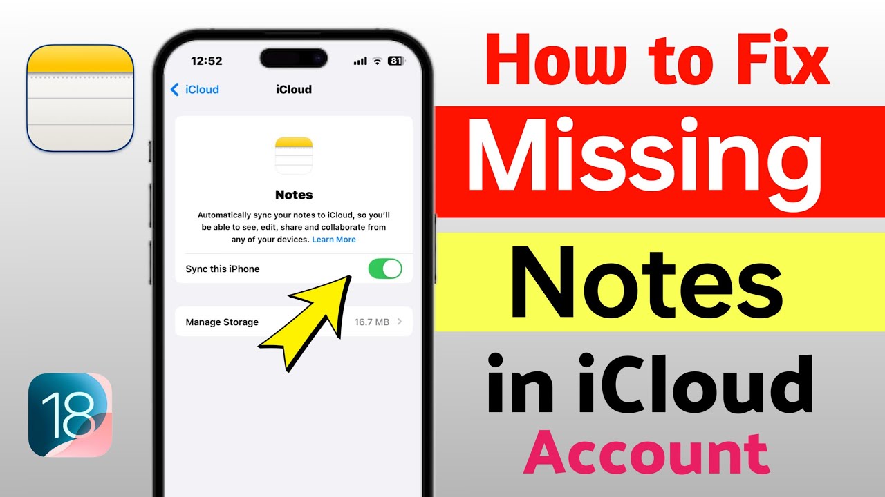 Missing. Notes Iphone How to Fix Missing Notes in iCloud Account on iPhone (iOS 18) | Notes ...