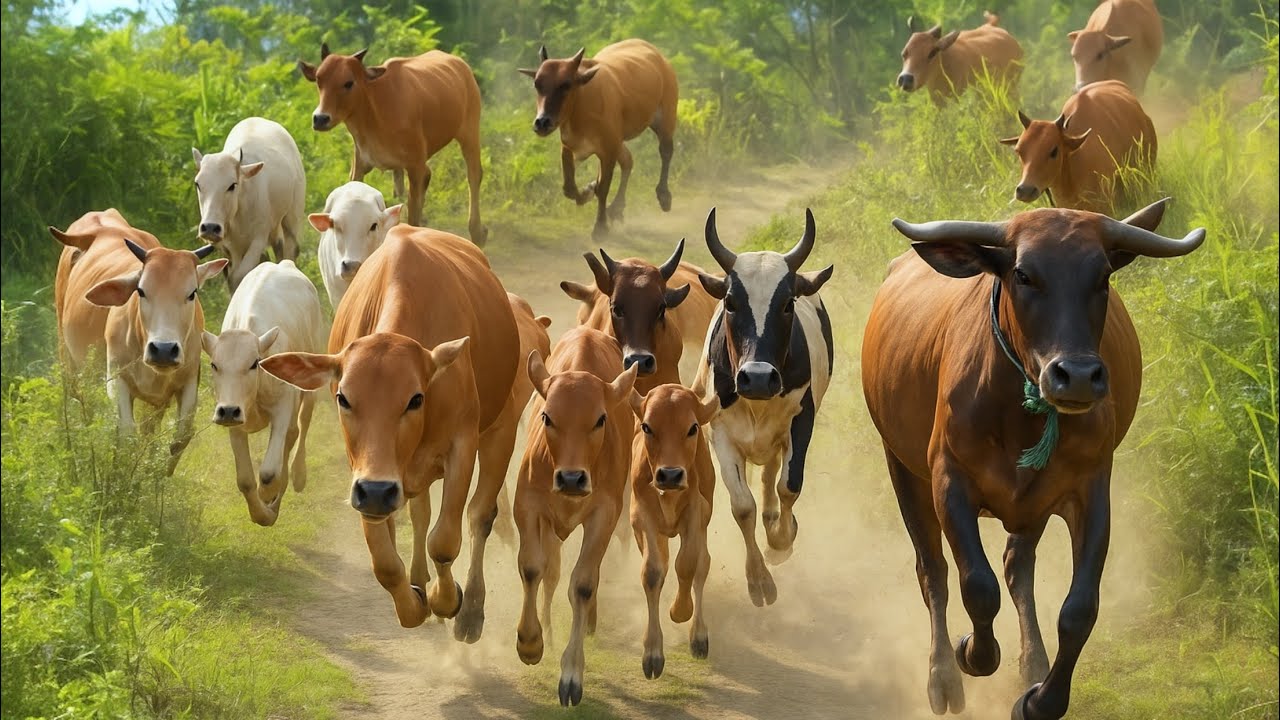 Video Kerumunan Sapi Berlari Menuruni Bukit, Suara Sapi Moo, Sapi Lucu ...