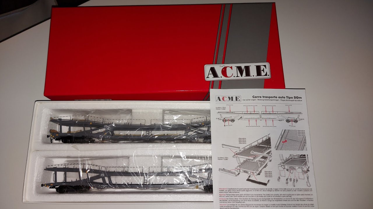 A.C.M.E. 55270 Set di due carri FS tipo DDm trasporto auto livrea grigio ardesia Ep. IV