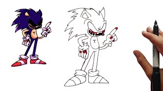 Como DESENHAR SONIC.EXE correndo - Como DIBUJAR SONIC.EXE corriendo - How  to DRAW SONIC.EXE running 