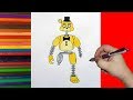 How to draw ignited Golden Freddy, Как нарисовать игнайт Голден Фредди