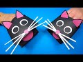 How to Make a Paper Black Cat Hand Puppet | Halloween Crafts