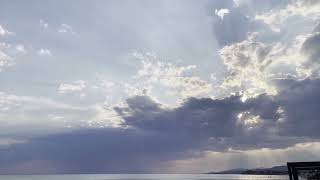 Free Stock Videos - footage of sea with cloudy sky and sunrays and beachside HD footage