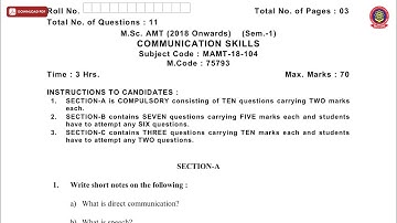 MSC 1ST SEM AMT COMMUNICATION SKILLS NOV 2019 | PTU