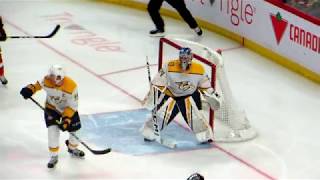 Juuse Saros in action during the Predators @ Senators hockey game