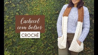 CROCHÊ - CACHECOL COM BOLSO EM CROCHÊ CHARME #02 