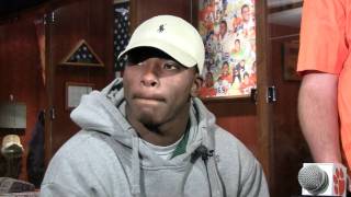 Famous Jacoby Ford talks with the media before the ACC Championship Wealth