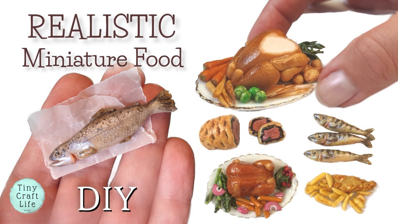 I Made REALISTIC Looking Mini Food #FishAndChips #PolymerClayFood #MiniatureFoodArt #TinyFood