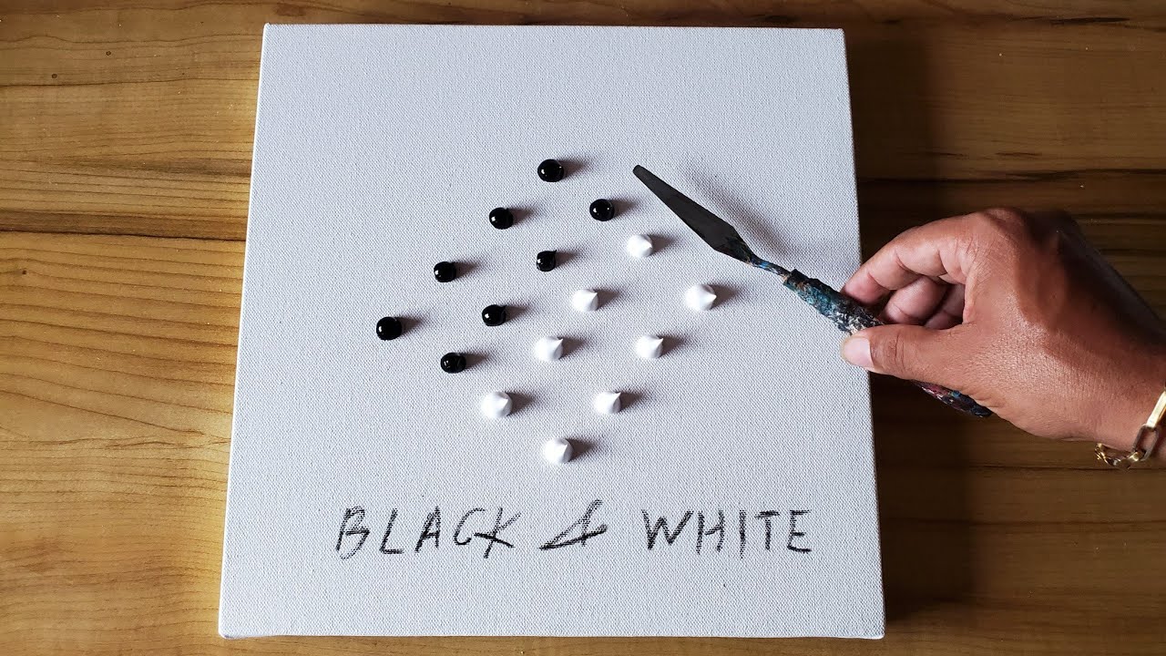 Black & White / Easy Abstract Painting / Fun With Paints Satisfying