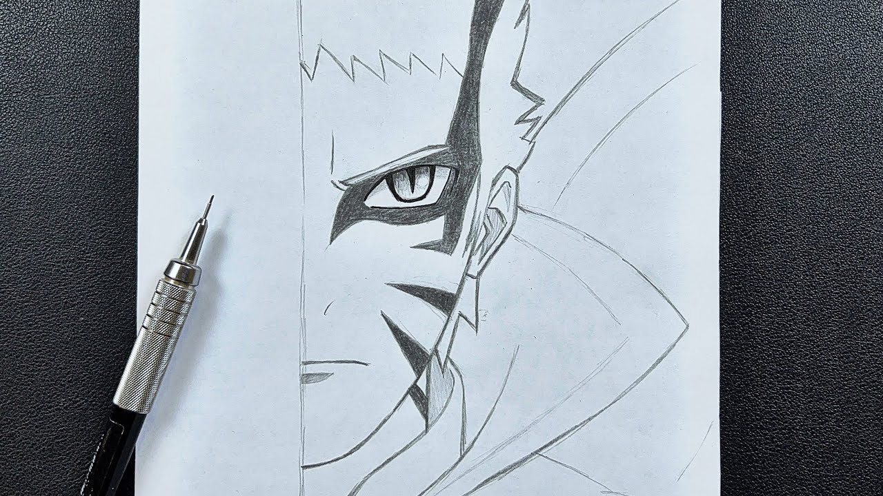 How to Draw Naruto Easy, Naruto Half face drawin