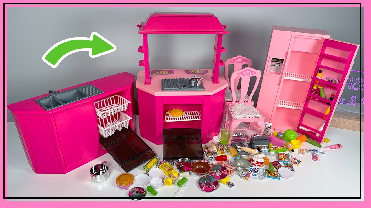 ASMR 🍽️ Organizing My Vintage Barbie Kitchen (1986) 💖 | Satisfying Miniature Sounds ✨ No Talking