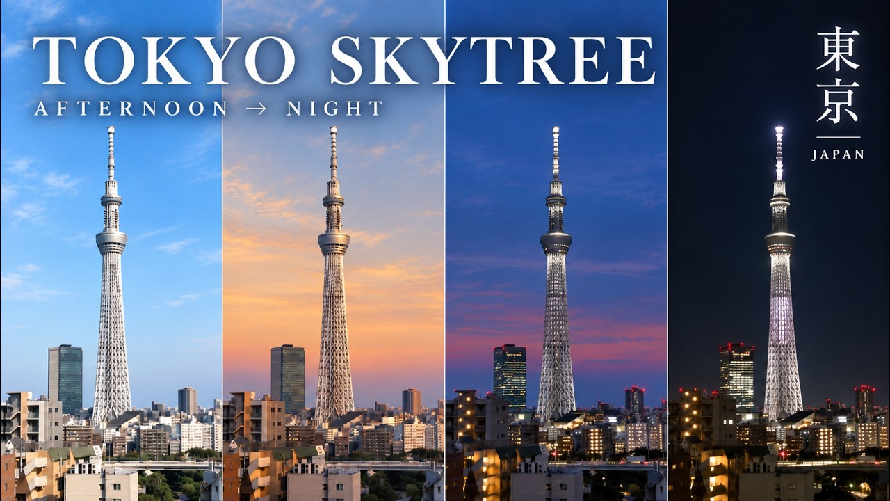 4K] Tokyo Skytree from Afternoon to Night | 1.5 Hours of Relaxing